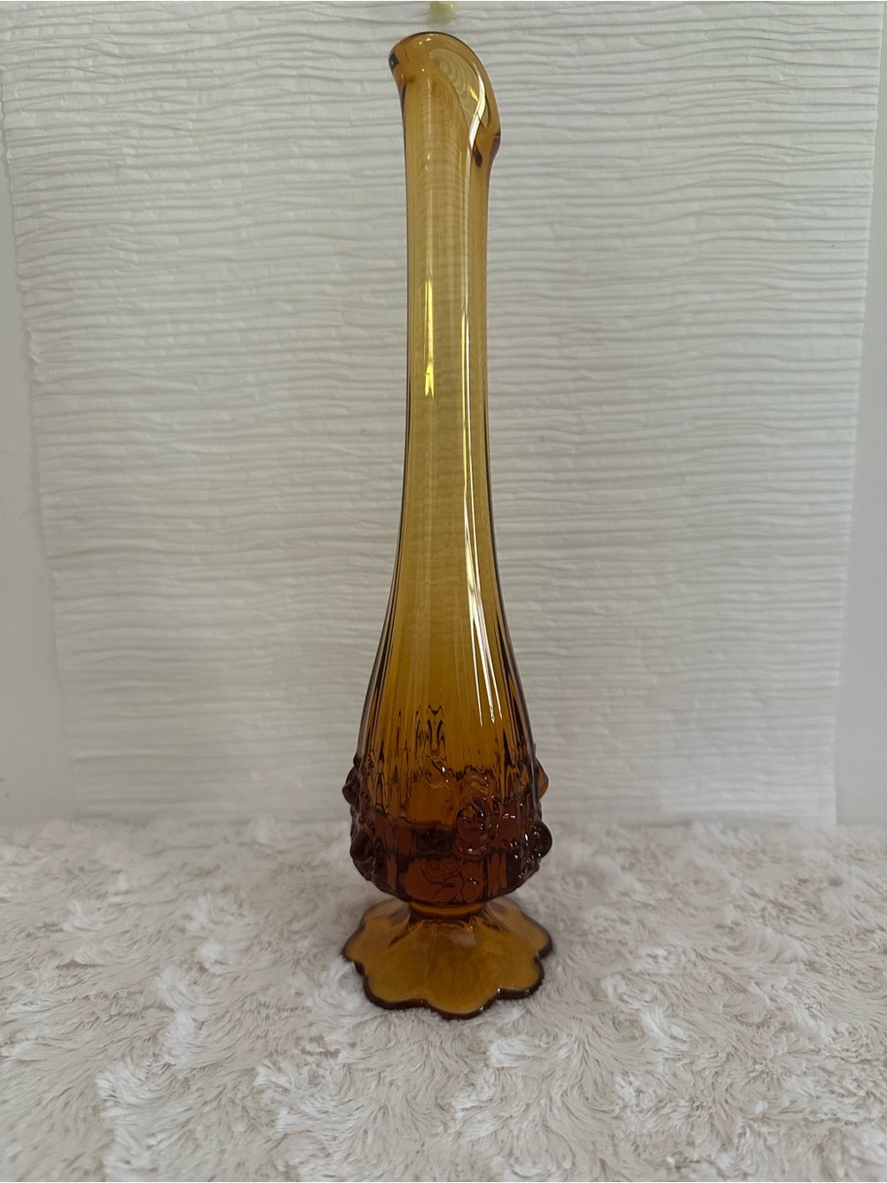 Fenton Warm Amber Rose Cabbage Vase